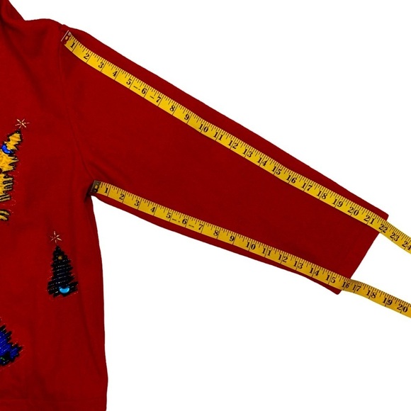 Holiday Take Two Vintage Christmas Jacket Boxy Red Embellished 80’s  Large - Picture 7 of 16